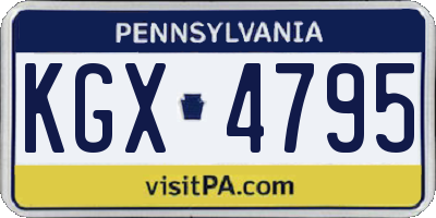 PA license plate KGX4795