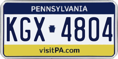 PA license plate KGX4804