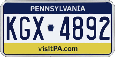 PA license plate KGX4892