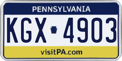 PA license plate KGX4903