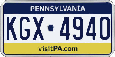 PA license plate KGX4940