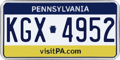 PA license plate KGX4952