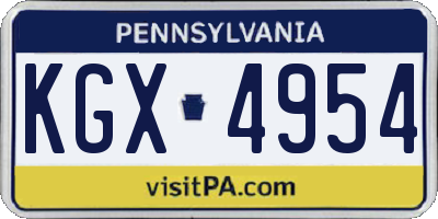 PA license plate KGX4954
