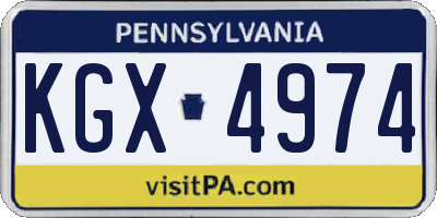 PA license plate KGX4974