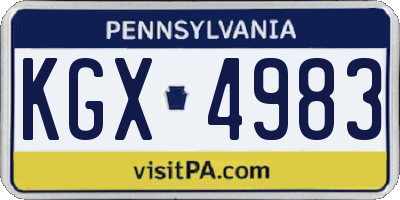 PA license plate KGX4983
