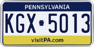 PA license plate KGX5013