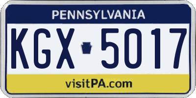 PA license plate KGX5017
