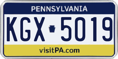 PA license plate KGX5019