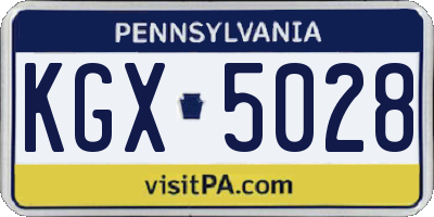 PA license plate KGX5028