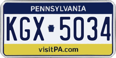 PA license plate KGX5034