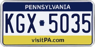 PA license plate KGX5035