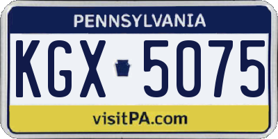 PA license plate KGX5075