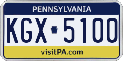 PA license plate KGX5100