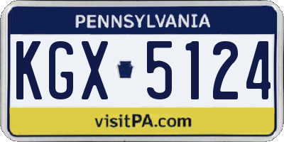PA license plate KGX5124