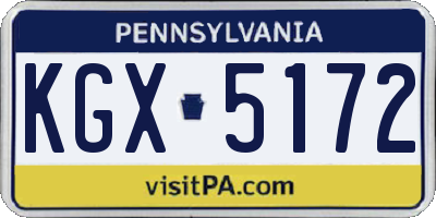 PA license plate KGX5172