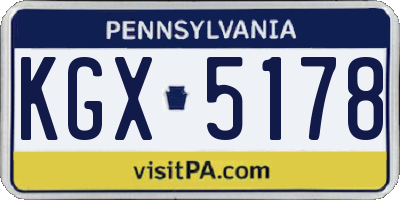PA license plate KGX5178