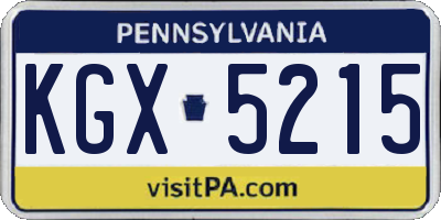 PA license plate KGX5215