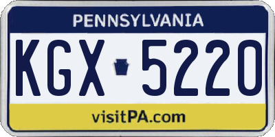 PA license plate KGX5220