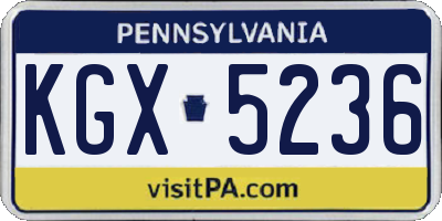 PA license plate KGX5236