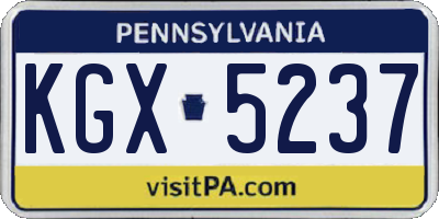 PA license plate KGX5237