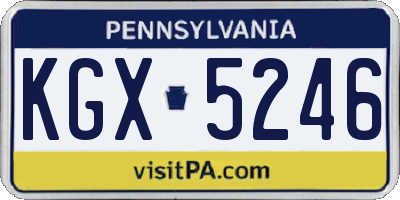 PA license plate KGX5246