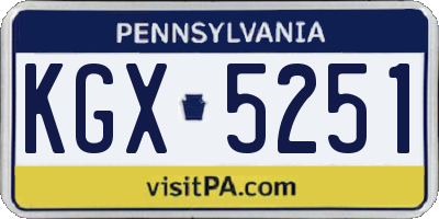 PA license plate KGX5251