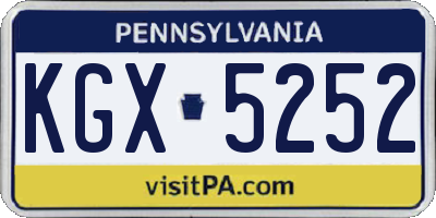 PA license plate KGX5252