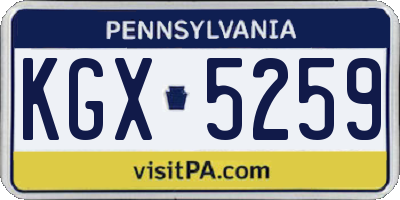 PA license plate KGX5259