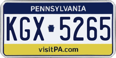 PA license plate KGX5265