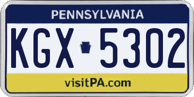 PA license plate KGX5302