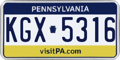 PA license plate KGX5316