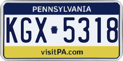 PA license plate KGX5318