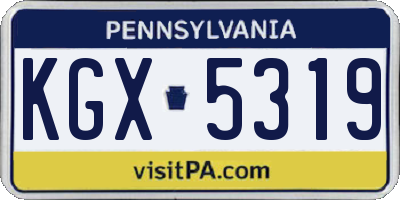 PA license plate KGX5319