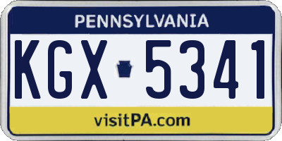 PA license plate KGX5341