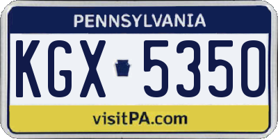 PA license plate KGX5350