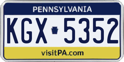 PA license plate KGX5352