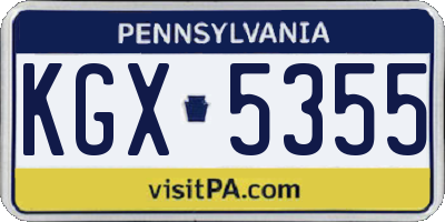 PA license plate KGX5355