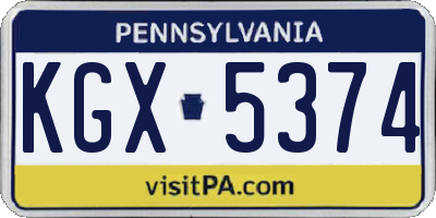 PA license plate KGX5374