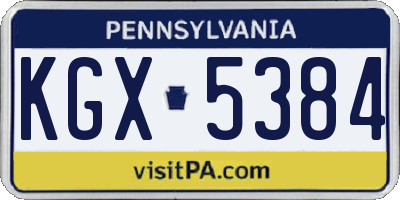 PA license plate KGX5384