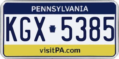 PA license plate KGX5385