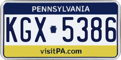 PA license plate KGX5386