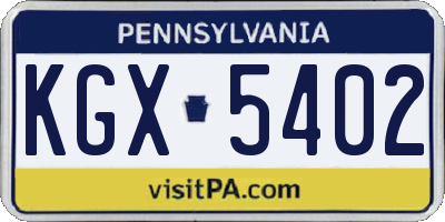 PA license plate KGX5402