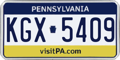 PA license plate KGX5409
