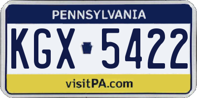 PA license plate KGX5422