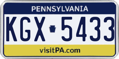PA license plate KGX5433
