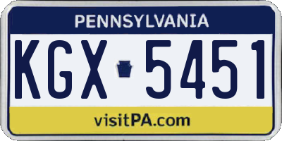 PA license plate KGX5451