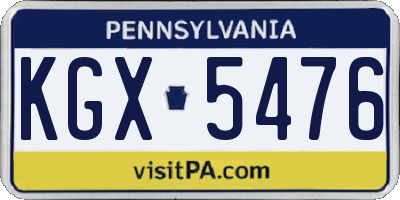 PA license plate KGX5476