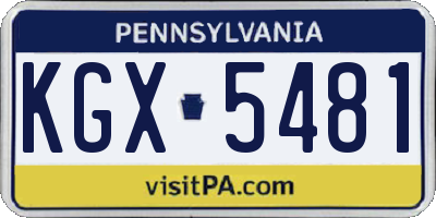 PA license plate KGX5481
