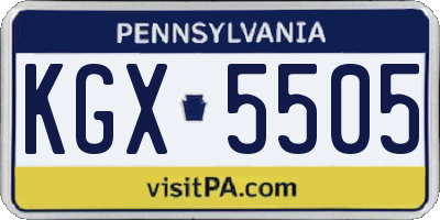 PA license plate KGX5505