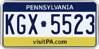 PA license plate KGX5523